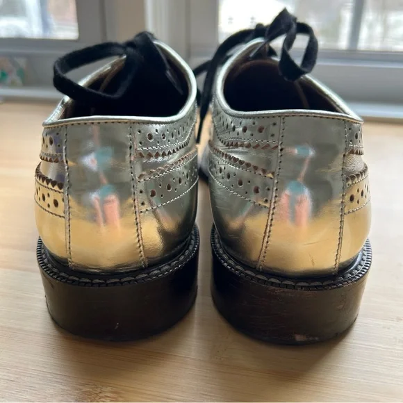 Marni Silver Metallic Brogue Lace Ups Size 40.5 - Picture 3 of 11
